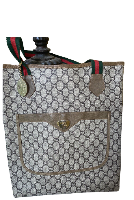Vintage Gucci Monogram GG Brown Sherry Large Tote Bag