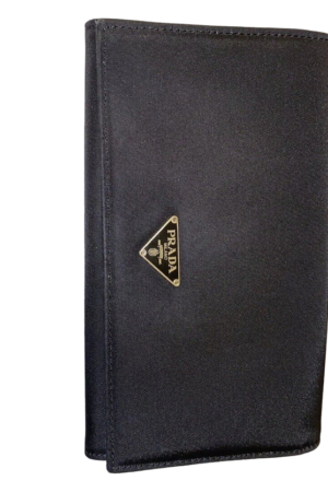 PRADA Continental Logo Plate Nylon Wallet