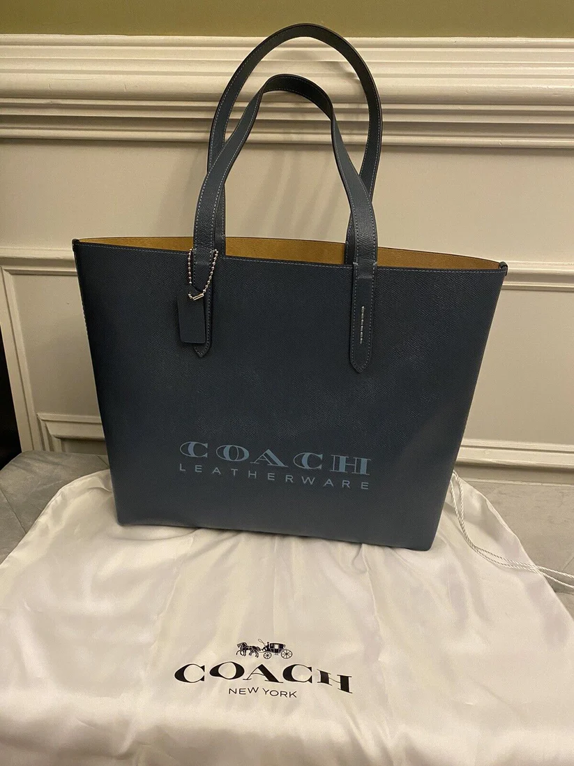 Coach Highline Crossgrain Blue Leather Tote & Dust Bag NWOT - Image 12