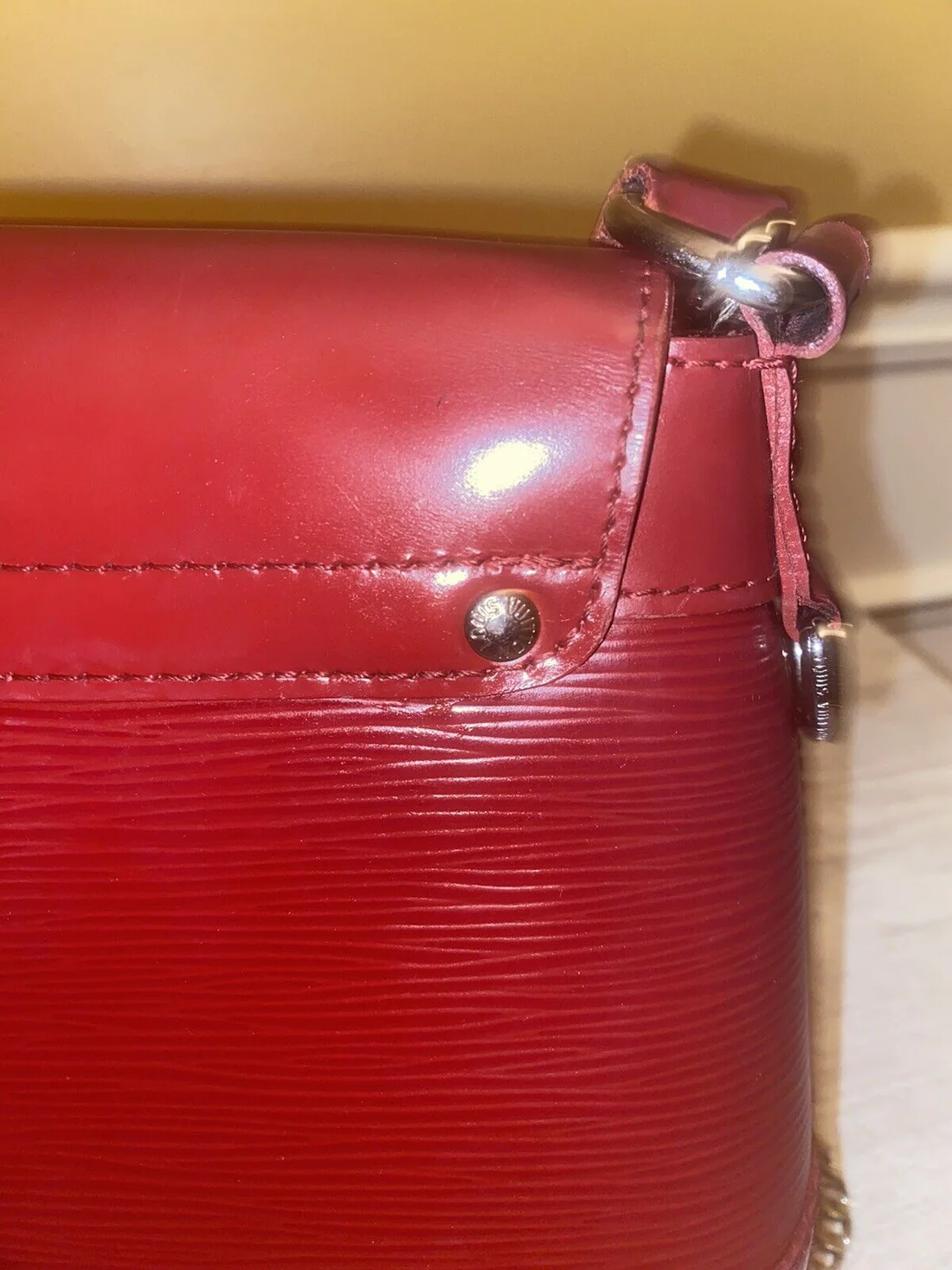 Louis Vuitton Red Epi Leather Bagatelle PM Bag EUC - Image 8