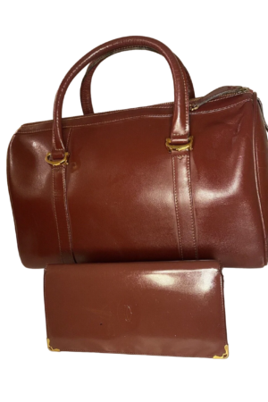 Cartier Vintage Must Line Bordeaux Leather Boston Bag, Wallet & Dust Bag & COA