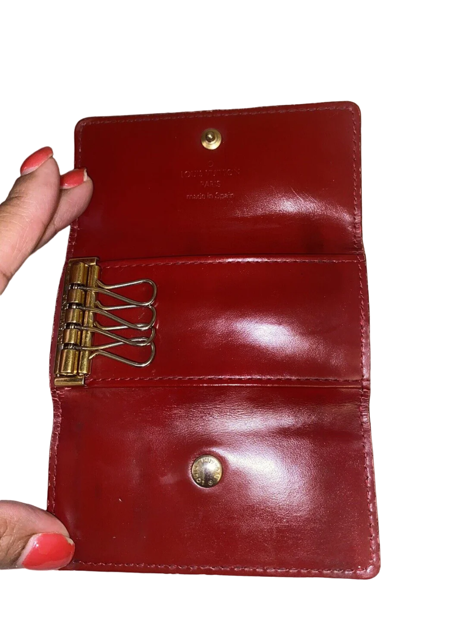 Louis Vuitton Unisex Monogram Vernis Leather Four Key Holder Red - Image 3