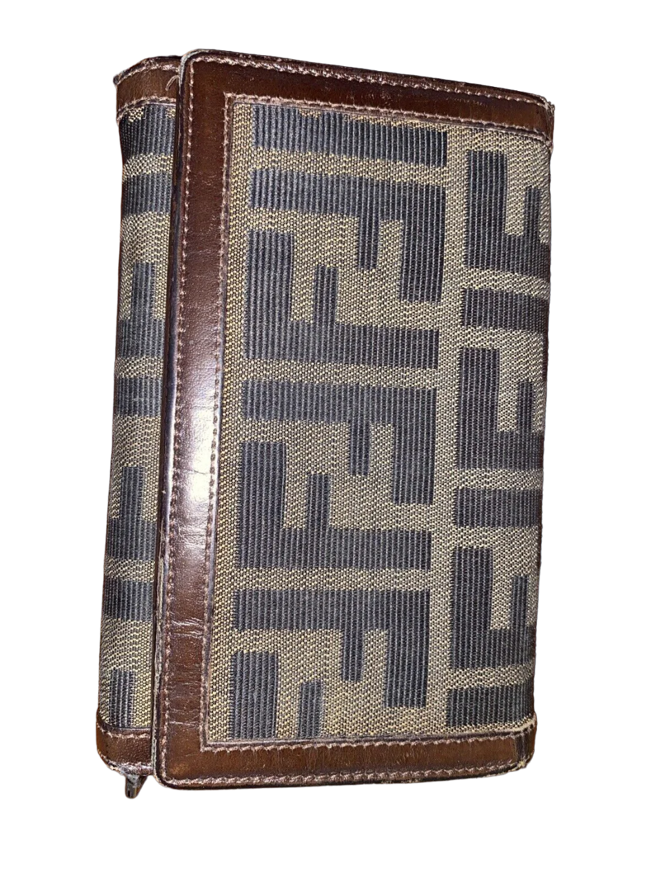 Fendi Vintage Zucca Bi-Fold Canvas & Leather Wallet EUC