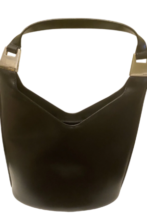 Gucci Vintage Black Patent Leather Bucket Shoulder Bag