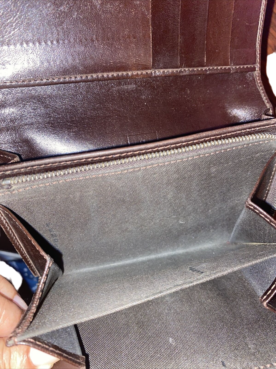 Fendi Vintage Zucca Bi-Fold Canvas & Leather Wallet EUC - Image 3