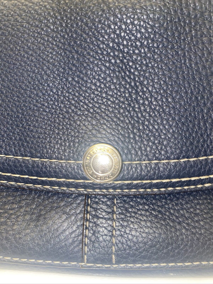 Coach Chelsea Navy Blue Pebbled Leather Front Flap Medium Vintage Hobo Bag EUC - Image 8