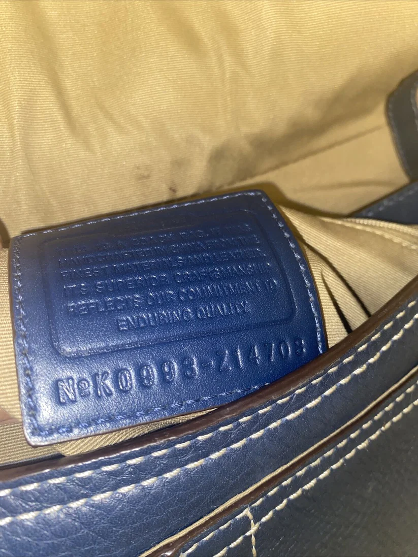 Coach Chelsea Navy Blue Pebbled Leather Front Flap Medium Vintage Hobo Bag EUC - Image 9