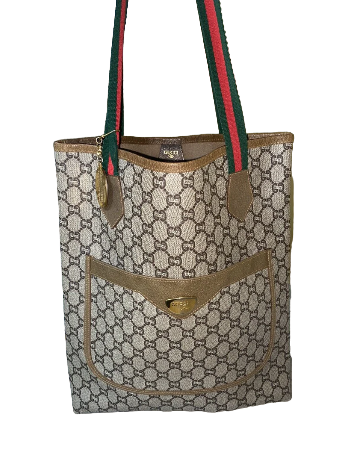 Vintage Gucci Monogram GG Brown Sherry Large Tote Bag - Image 8