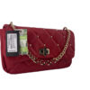 Badgley Mischka Crossbody Purse With Quilting/Stud Vegan Leather RED NWT