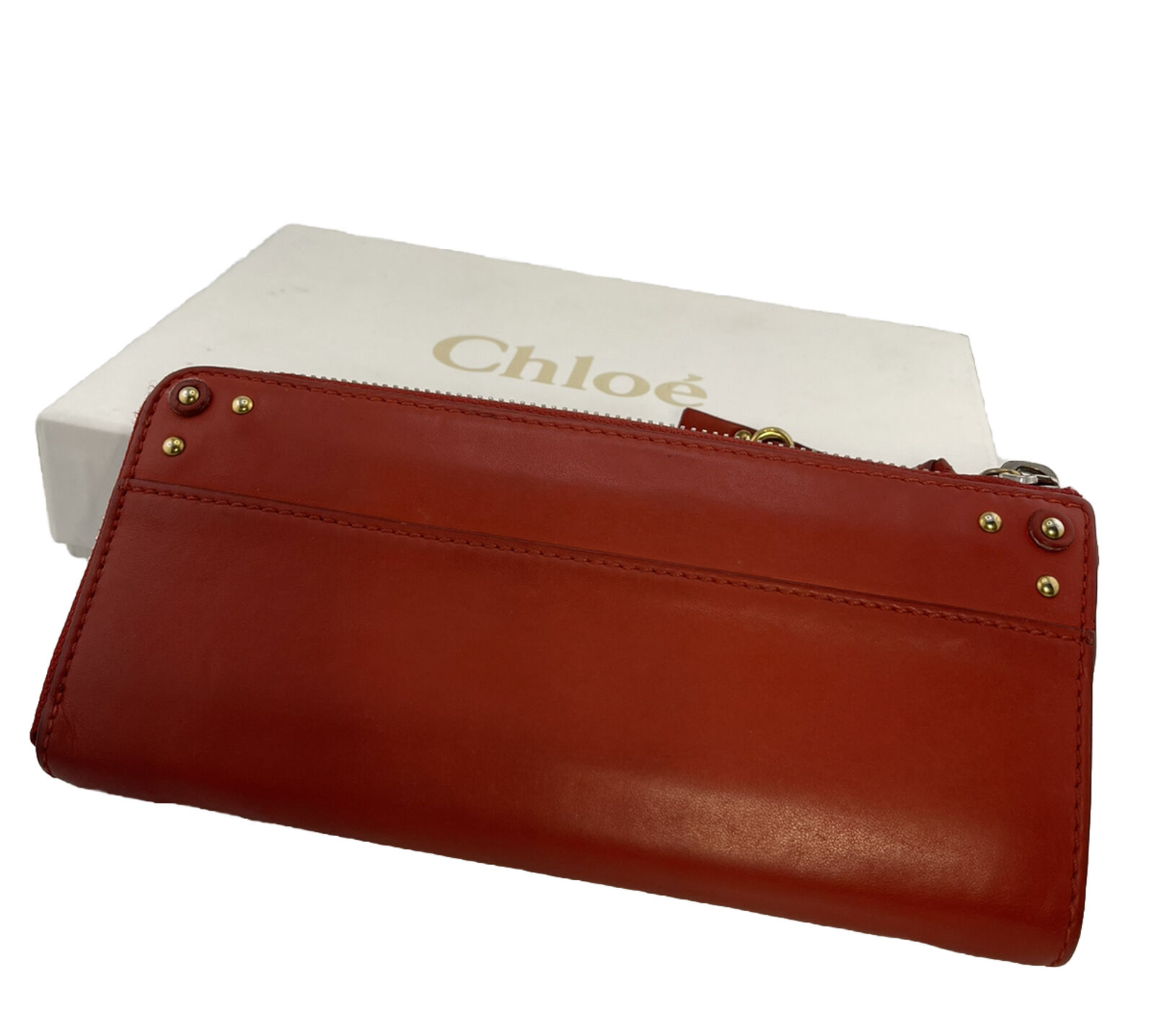 Chloe Padington Lock & Key Red Leather Zip Long Wallet - Image 3