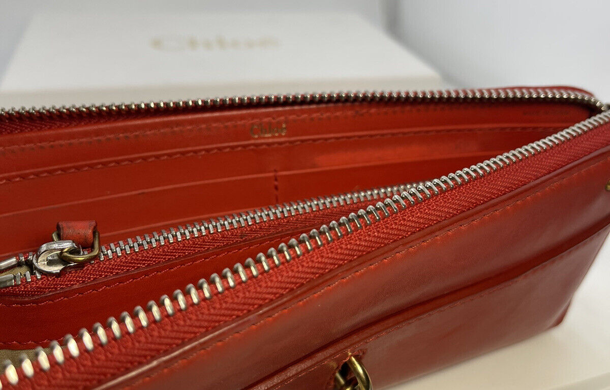 Chloe Padington Lock & Key Red Leather Zip Long Wallet - Image 5