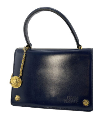 Gianni Versace Sunburst Leather Navy Blue Bag - Excellent Condition