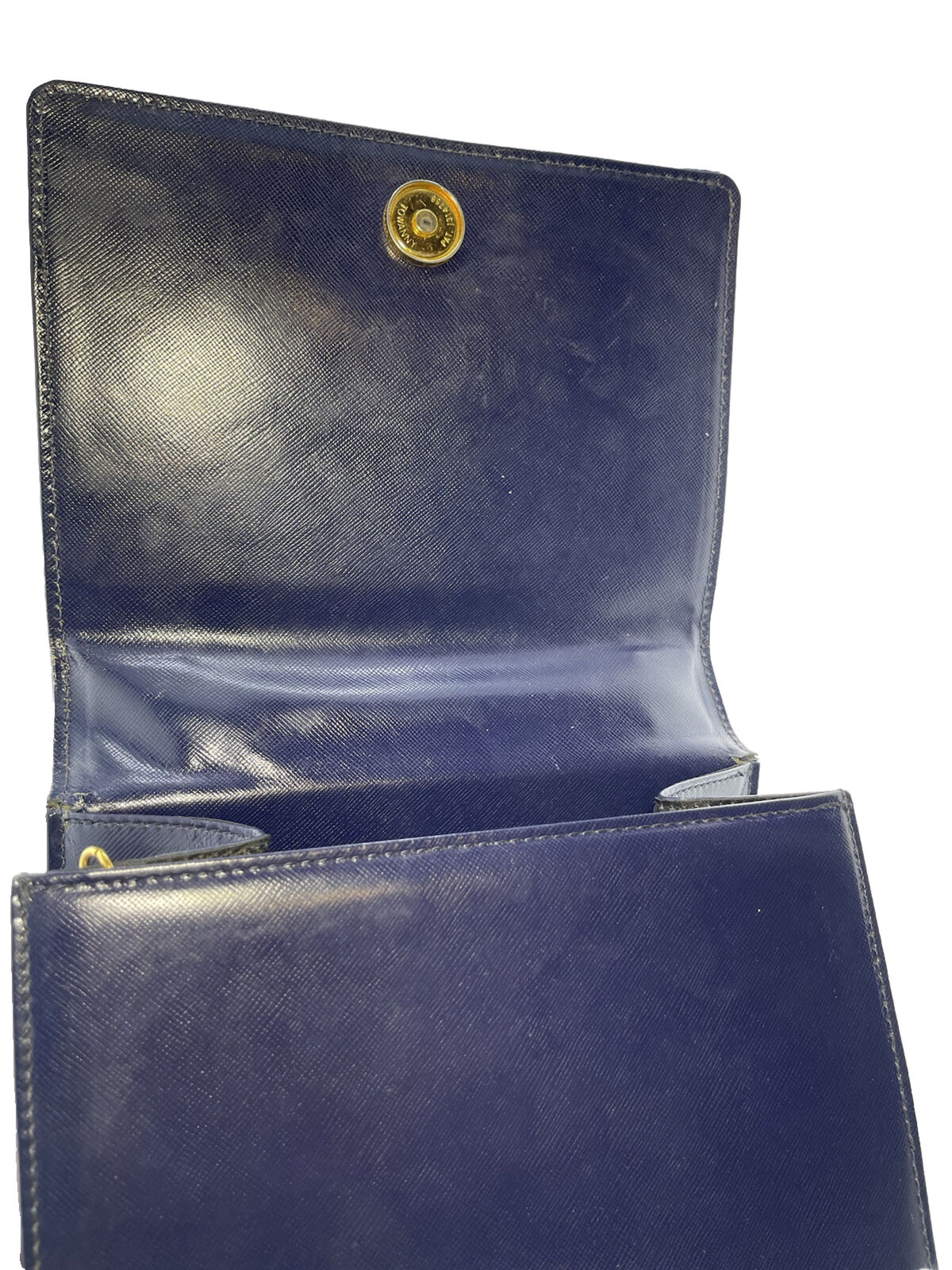 Gianni Versace Sunburst Leather Navy Blue Bag - Excellent Condition - Image 5