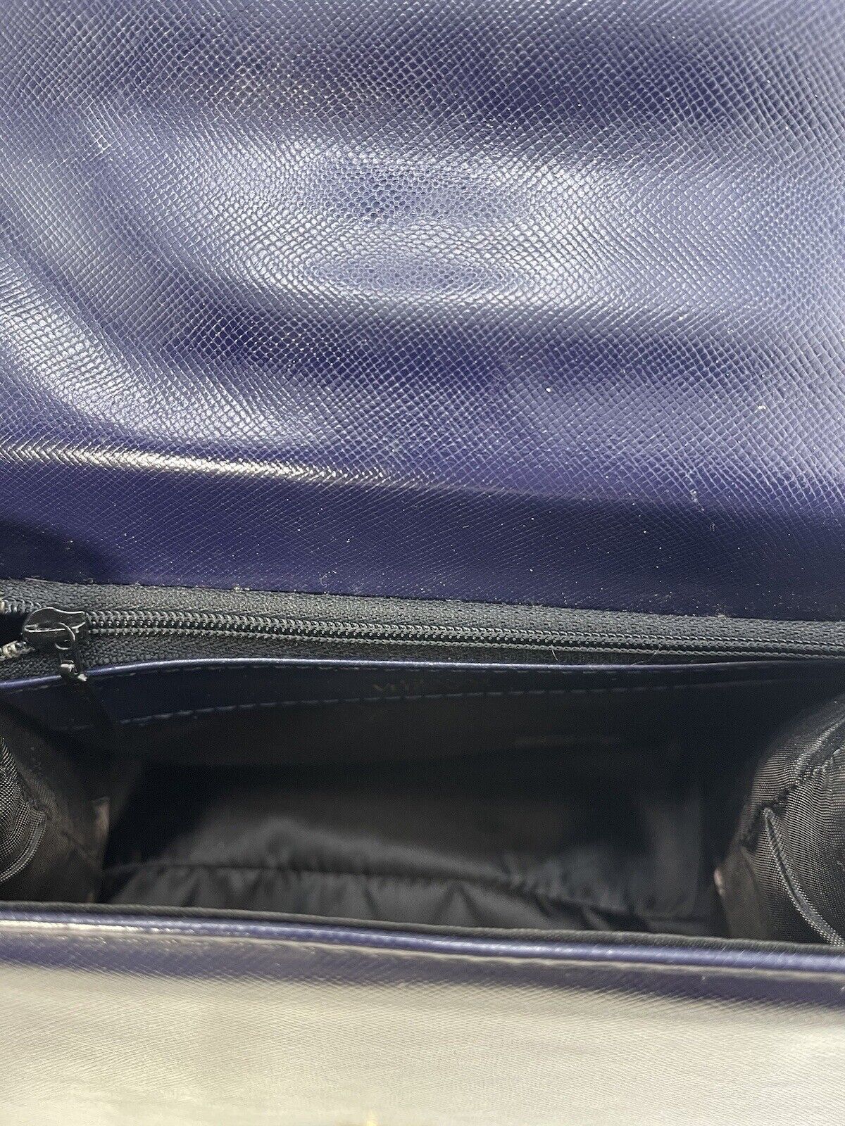 Gianni Versace Sunburst Leather Navy Blue Bag - Excellent Condition - Image 7