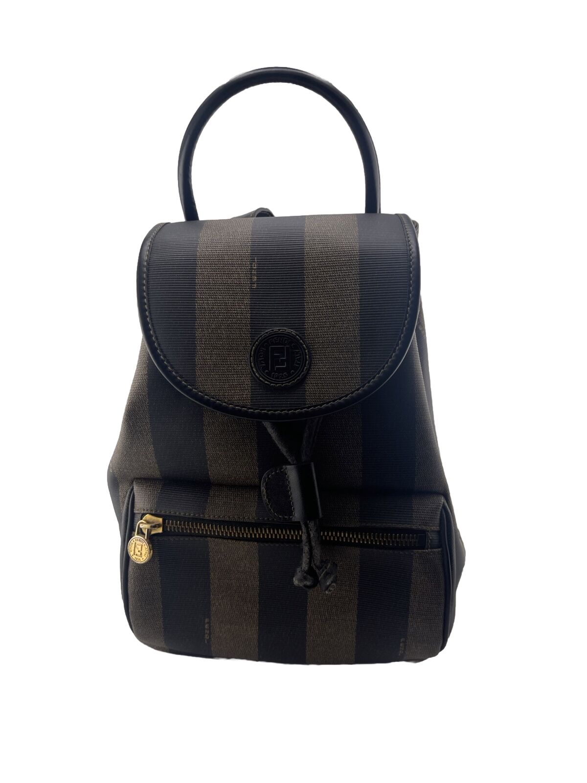 Fendi Pequin Mini Khaki Leather Canvas