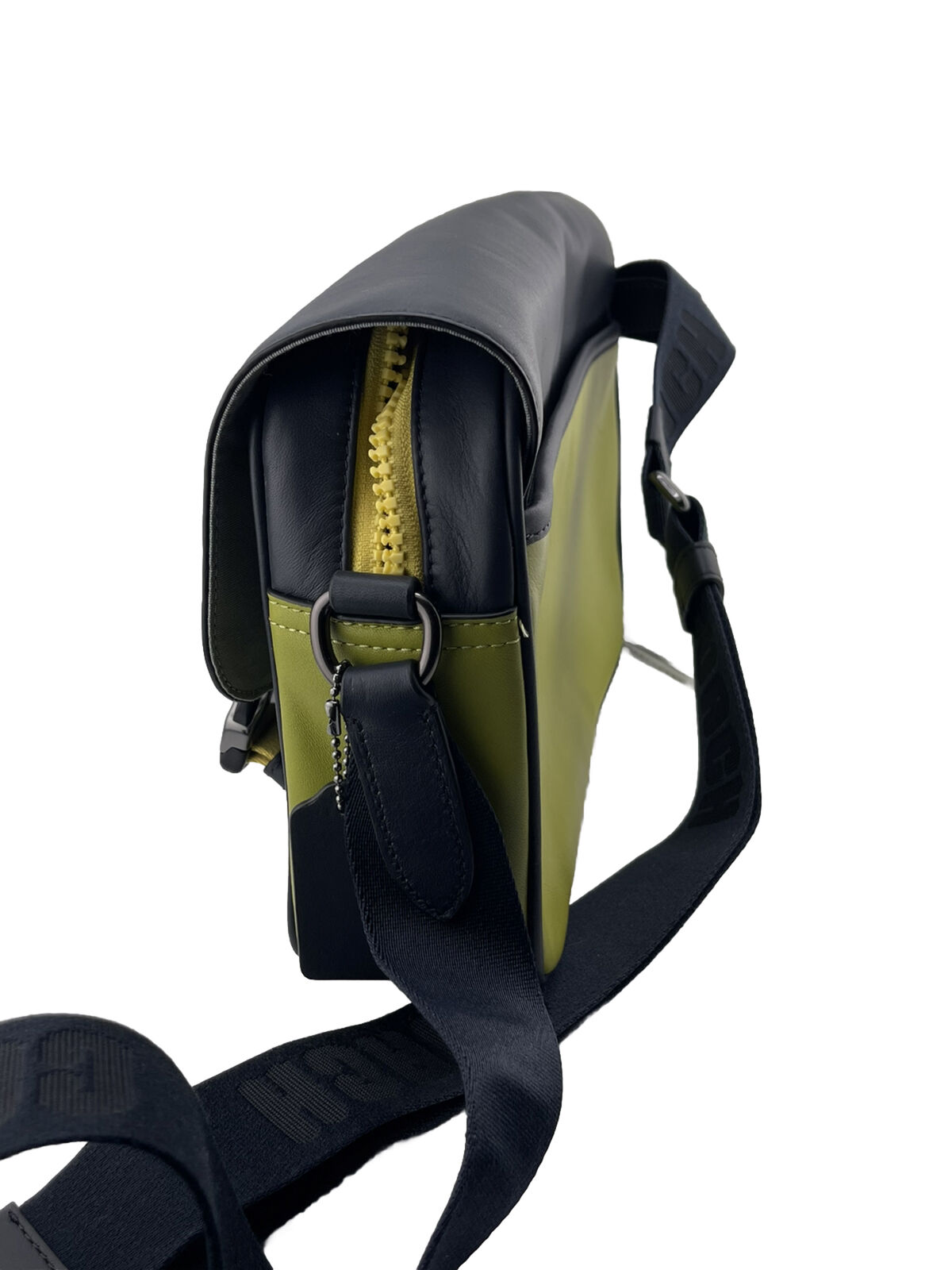 Coach Track Leather Crossbody Messenger Bag in Colorblock Black Navy Lime - NWT - Image 2