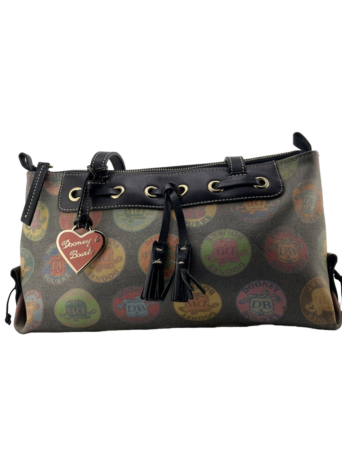 Dooney & Bourke Signature Medallion Satchel Coated Canvas & Leather Handbag