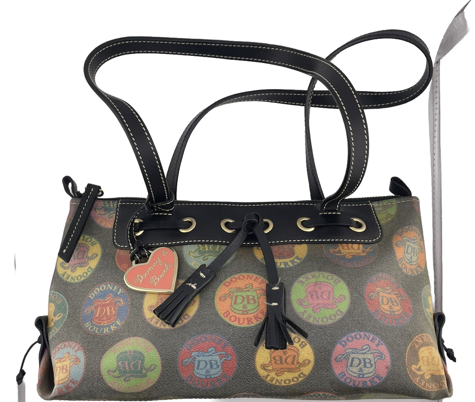 Dooney & Bourke Signature Medallion Satchel Coated Canvas & Leather Handbag - Image 3