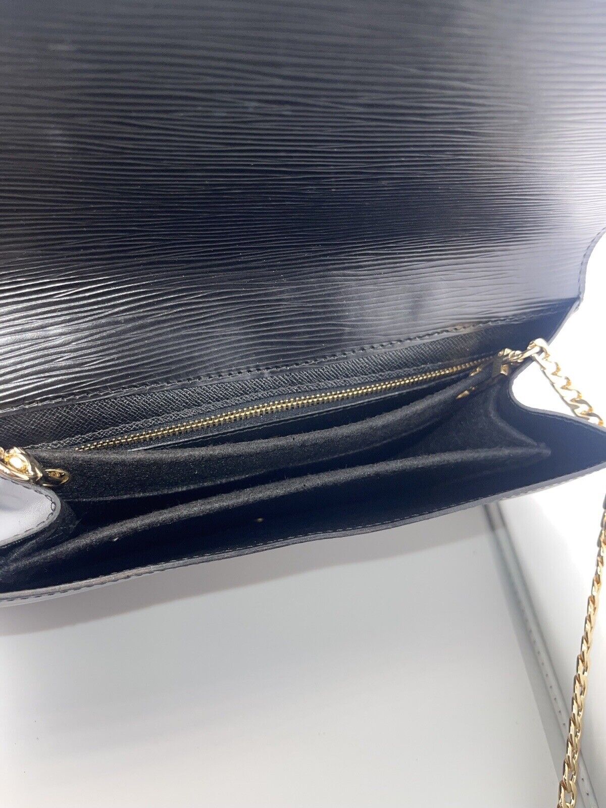 Louis Vuitton Black Epi Leather Art Deco Clutch with nonbranded chain - Image 5