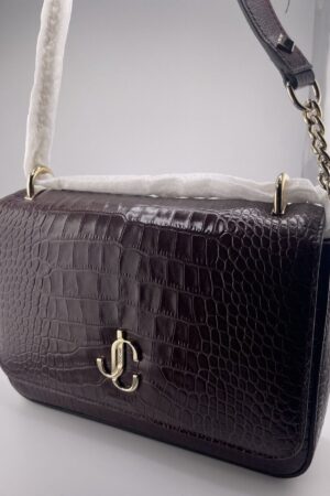 Jimmy Choo JC Slide Chain M Shoulder to Crossbody Bag Bordeaux