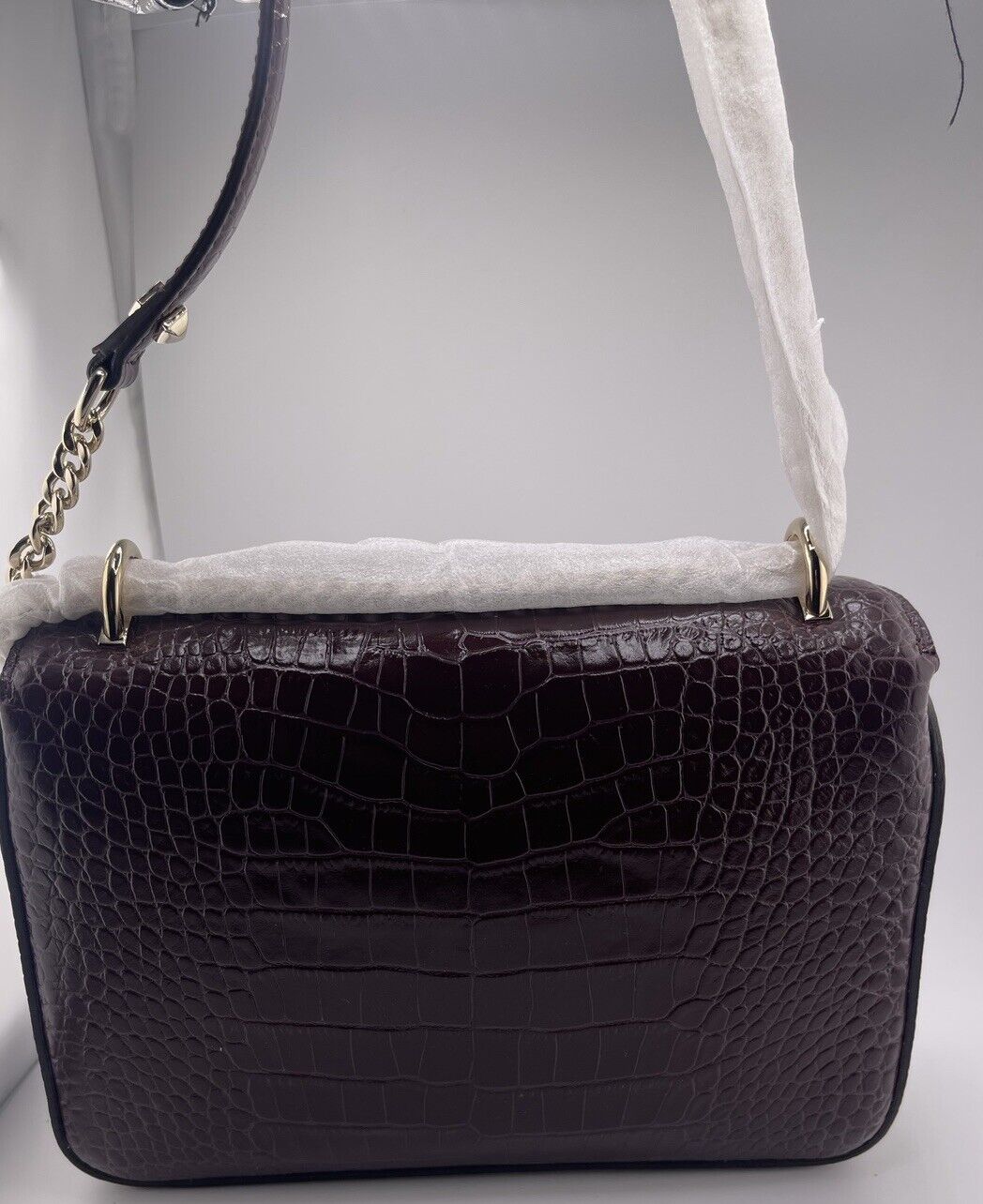 Jimmy Choo JC Slide Chain M Shoulder to Crossbody Bag Bordeaux - Image 3