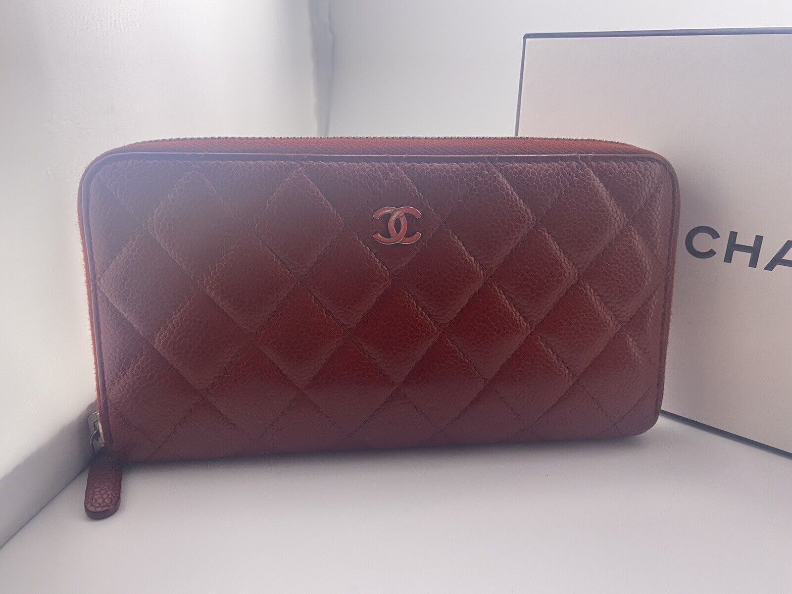 Chanel Maltese Lambskin Long Zip Around Red Wallet EUC - Image 6