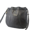 Gucci Vintage Dark Gray Leather Drawstring Bucket Crossbody