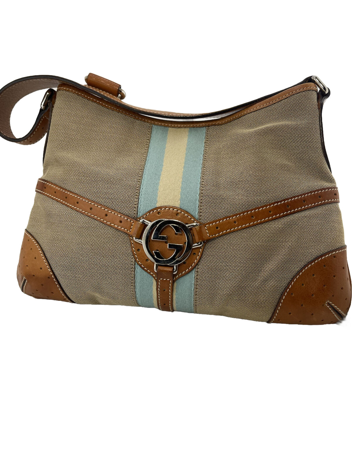 Gucci Sherry Line Web Canvas Reins Shoulder Bag