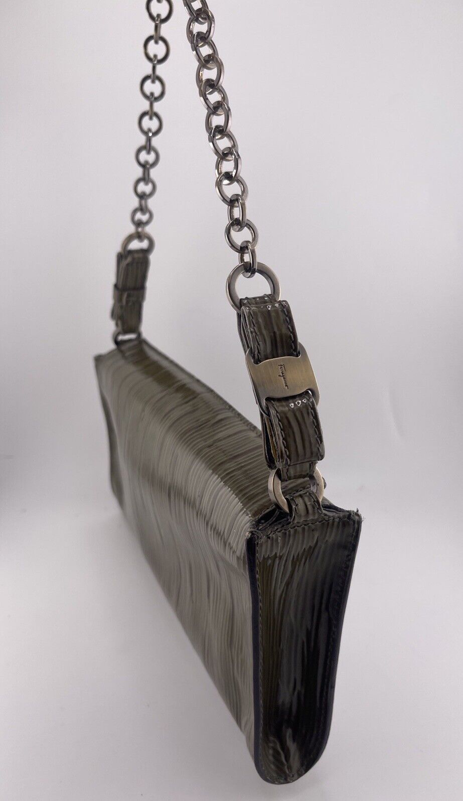 Salvatore Ferragamo Leather Baguette Crossbody/Clutch 3 way - Image 2