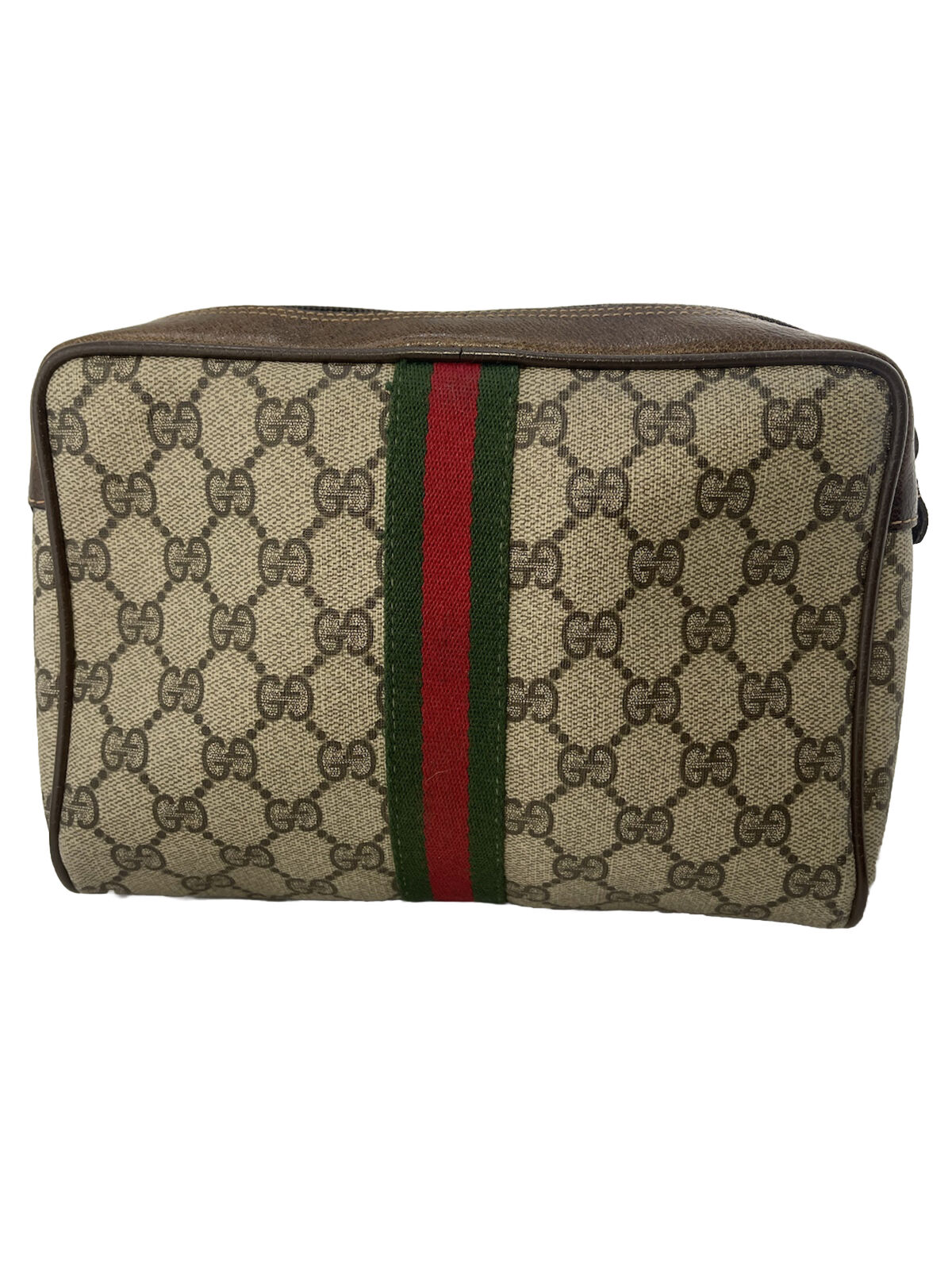 Gucci Vintage GG Canvas Web Sherry Line Clutch Bag RED GREEN STRIPE